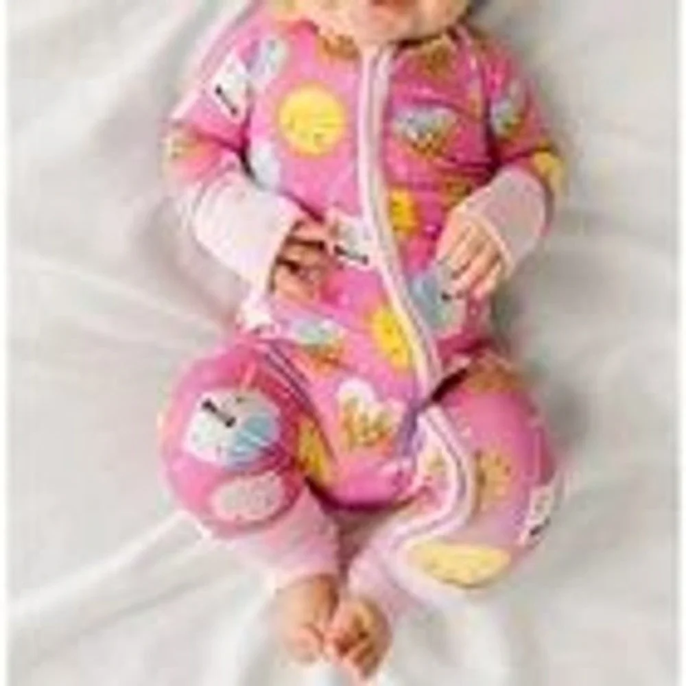 Little Sleepies Pink Milk and Cookies Bamboo Zippy Sleeper Romper 0-3 Months EUC